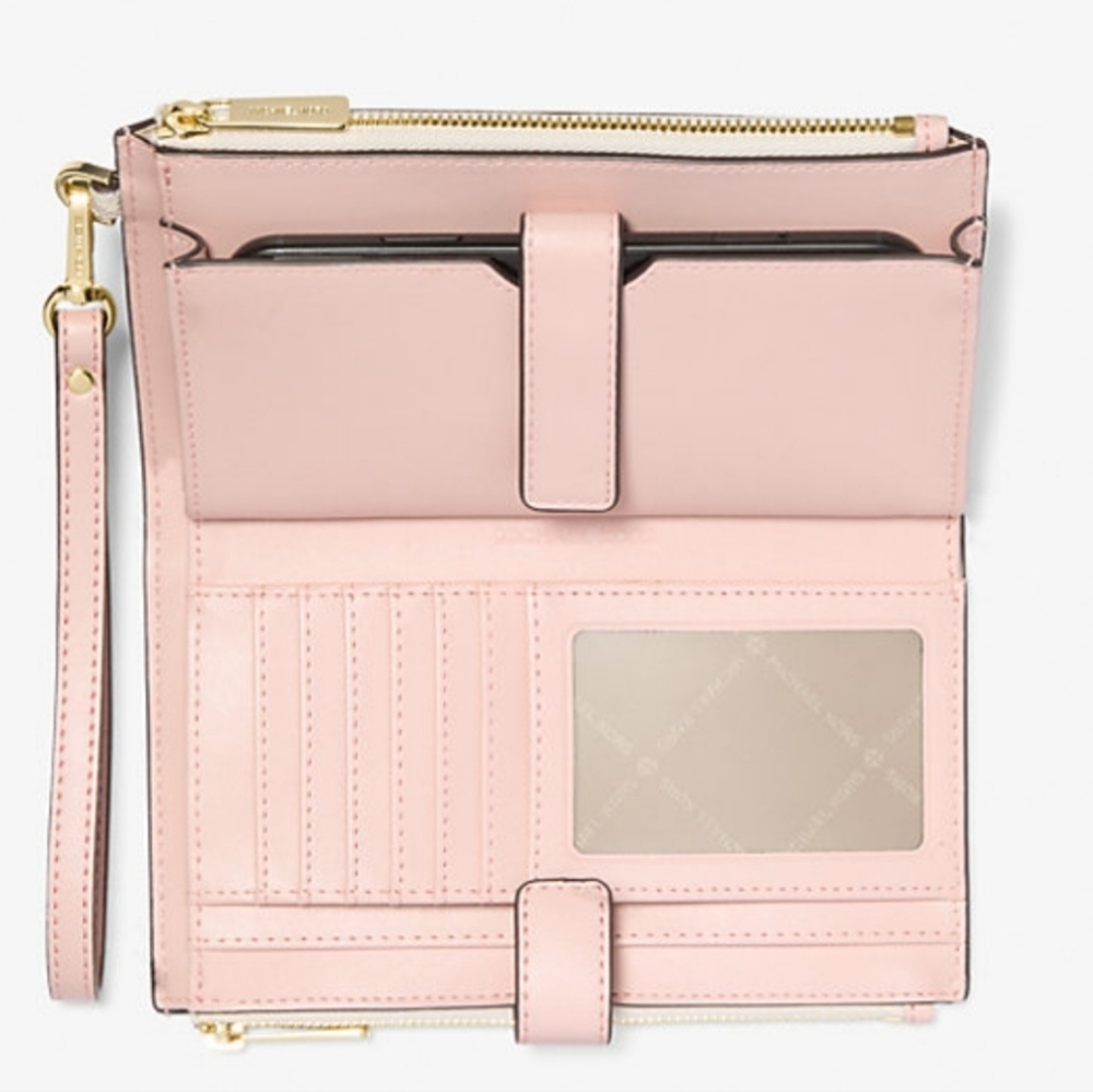 Michael Kors Jet Set Travel Signature Logo Smartphone Wallet: Powder Blush, NWT - Picture 2 of 2